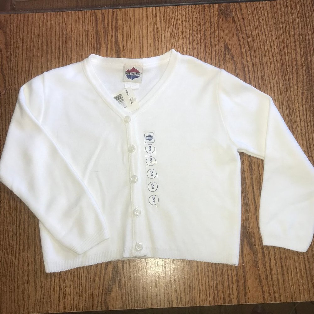 New Legends white cardigan sweater girl's 4 NWT